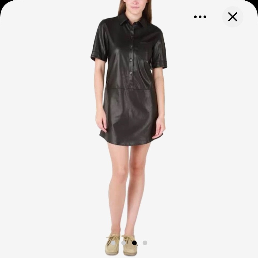 Black Tape_ Faux Leather Shirt Dress - Size Large